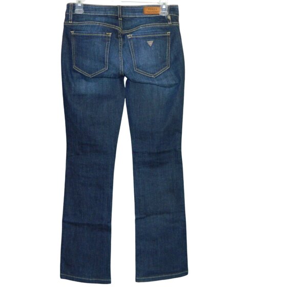 2 for/ $35 GUESS Dark Blue Mild Distressed Straight Leg Mid Rise Jeans Size 26 - Picture 2 of 11